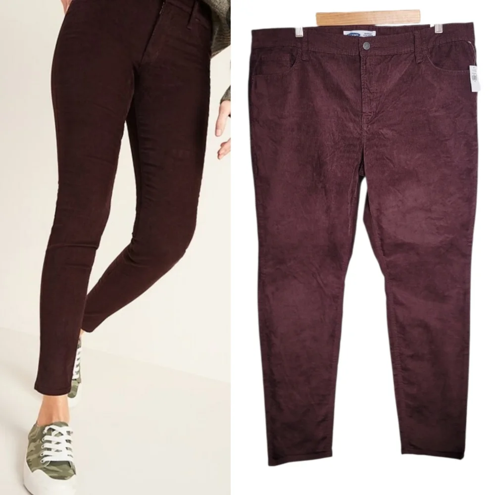 🆕️ Old Navy Mid-Rise Rockstar Super Skinny Corduroy Pants in Brown Tupelo - Picture 11 of 12
